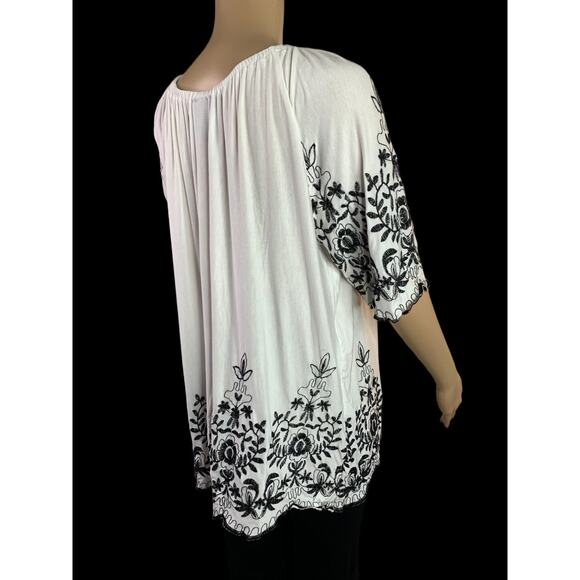 Liv Los Angeles Women's Size XL Blouse Boho Peasant Embroidered 4 Way Stretch - Picture 6 of 10